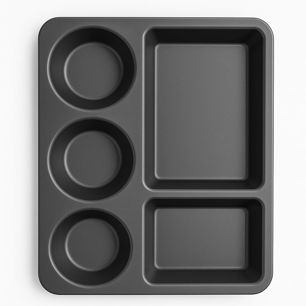GURUBHAI EQUIPMENTS 5-Compartment Plastic Dinner Tray – Stackable Meal Serving Plate for Canteen, Hostel, School & Office Cafeteria | Durable Polypropylene Partition Thali