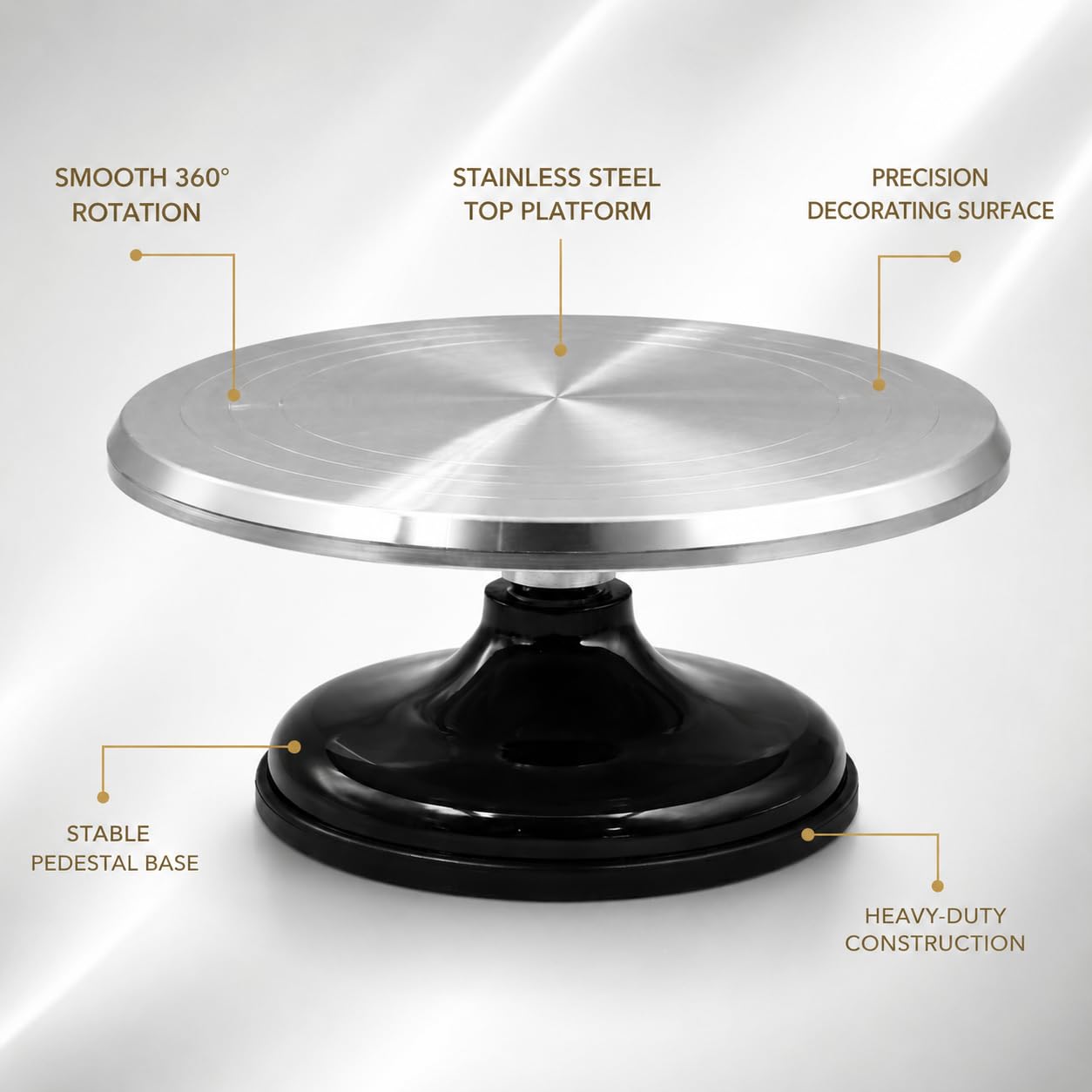 Gurubhai Equipments Stainless Steel Cake Turntable with Non-Slip Base | 360° Rotating Cake Decorating Stand for Icing, Frosting & Baking | Heavy Duty Cake Stand for Home & Professional Bakers