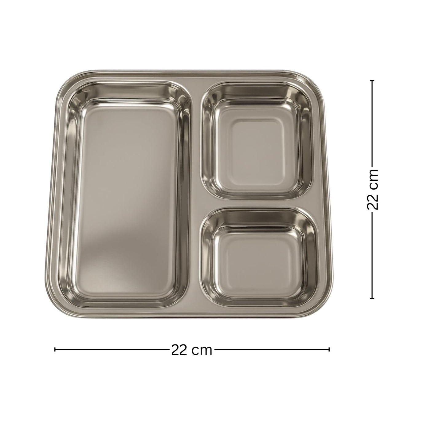 GURUBHAI EQUIPMENTS Stainless Steel Pav Bhaji Plates – Set of 6 | 3-in-1 Compartment Plate for Snacks, Chutney & Pav Bhaji | Durable, Rust-Free & Easy to Clean – Ideal for Home & Restaurant Use