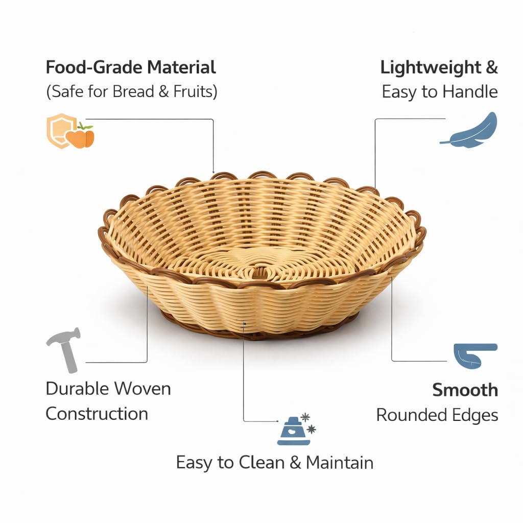 Gurubhai Equipments Wicker Basket with Handle, Handwoven Storage and Carry Basket for Home, Kitchen, Laundry and Gift Hampers