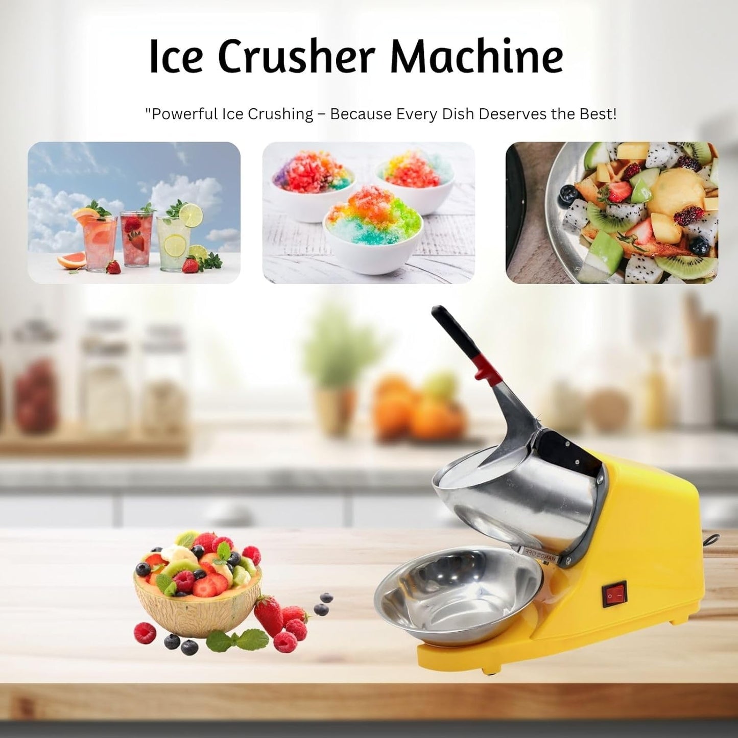 Gurubhai Equipments Commercial Heavy Duty Gola Machine | Electric Ice Shaver & Ice Crusher | Snow Cone Maker for Juice Shop, Restaurant, Café