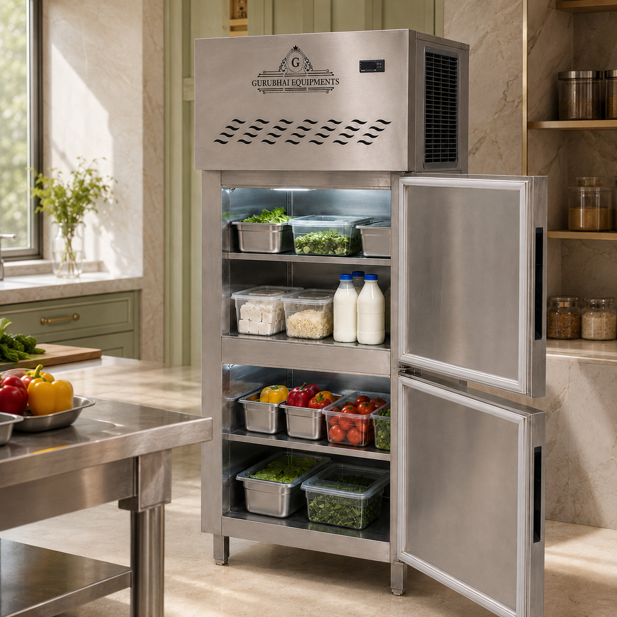 Commercial 2-Door Vertical Refrigerator – 450 L, Stainless Steel - product view 8