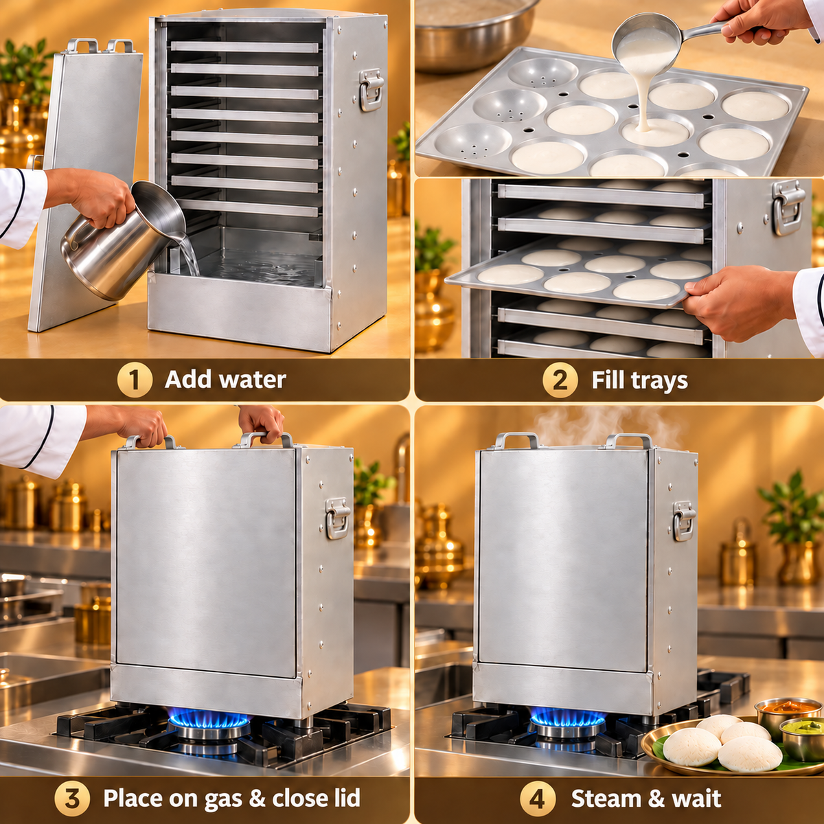 Gurubhai Equipments 9 Tray Aluminium Idli – Close-up