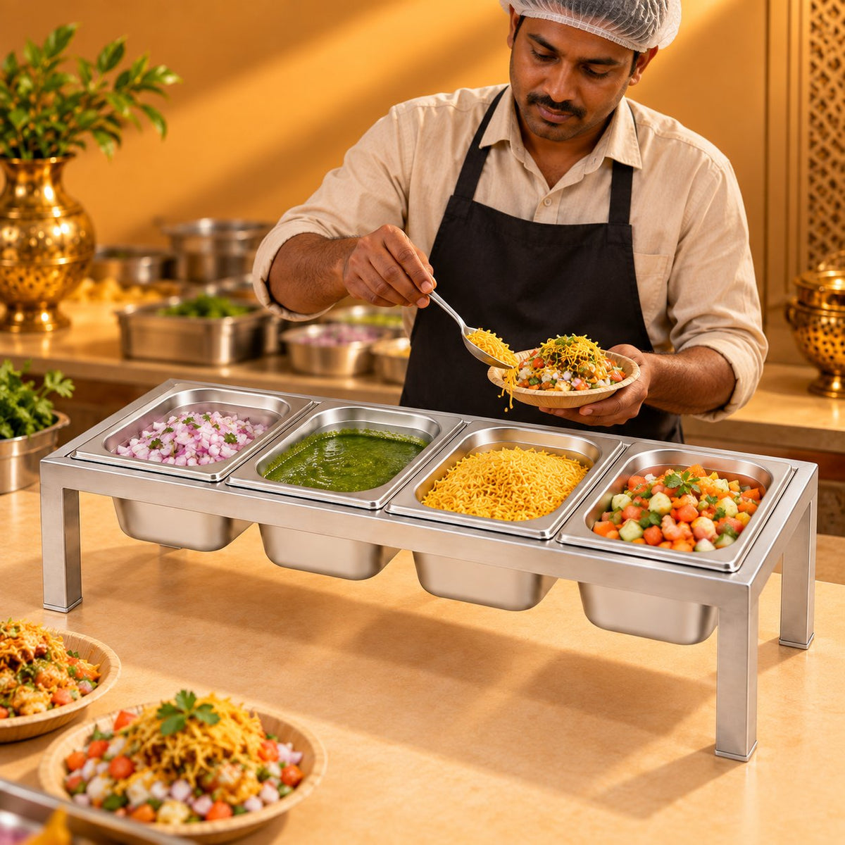 Gurubhai Equipments 4 GN Pans Stand – Real-Life Use