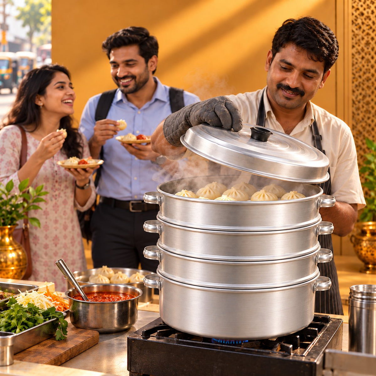Gurubhai Equipments Aluminium Momo Steamer 12" – Real-Life Use