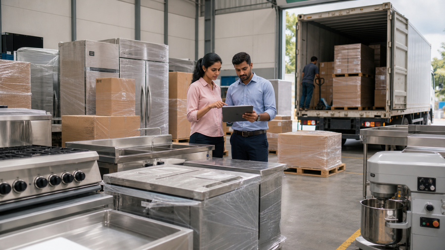 Pan-India commercial kitchen equipment supplier coordinating multi-city dispatch