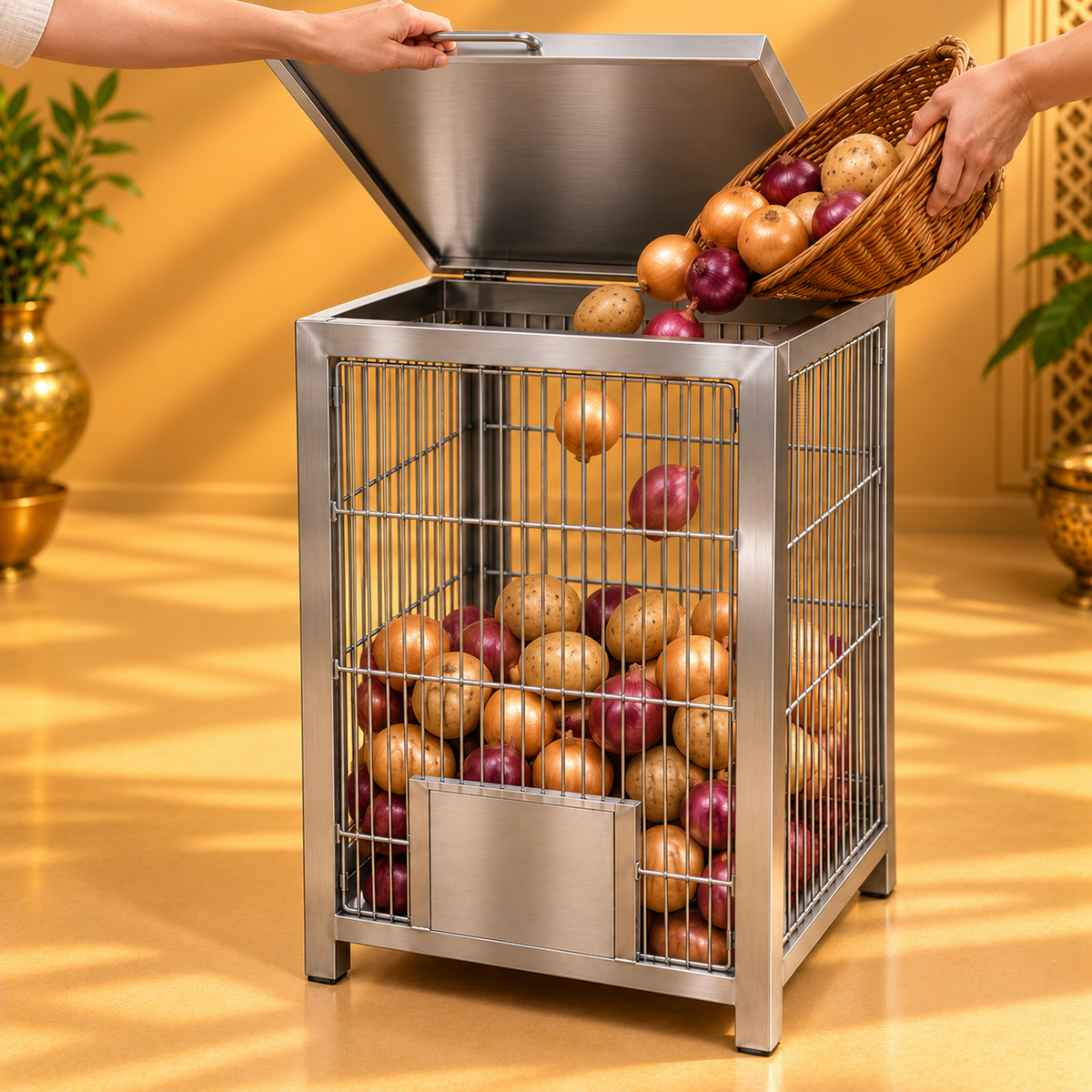 Gurubhai Equipments Onion-Potato Cage – In Use