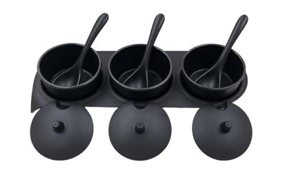 GURUBHAI EQUIPMENTS Melamine Gravy Serving Bowls with Handles | Durable Heat-Resistant Break-Resistant Oval Serving Dish for Curry, Dal, Sabzi & Starters | Black | for Home, Hotel & Restaurant Use