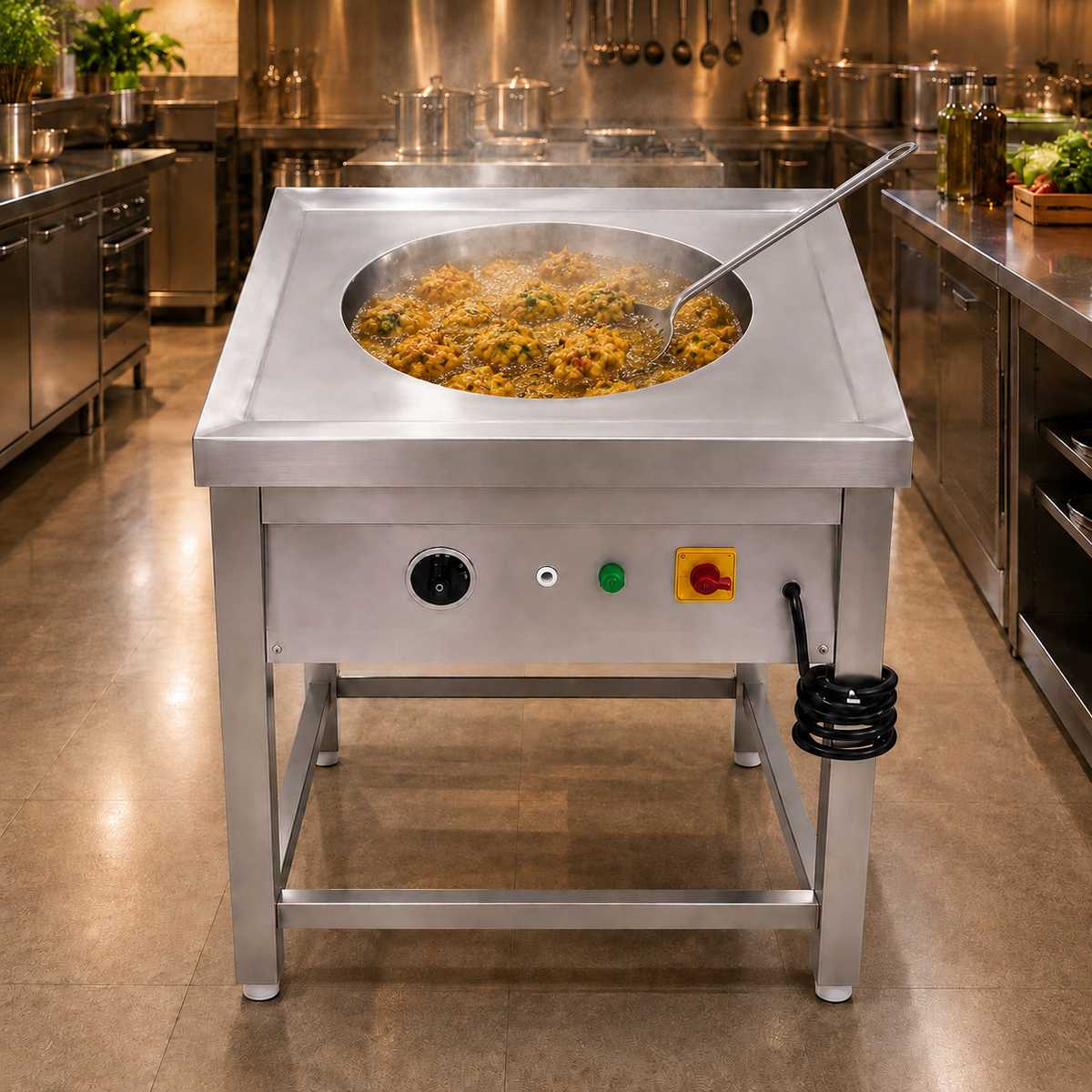 Commercial Electric Kadai with Drainage 24x24 - product view 2