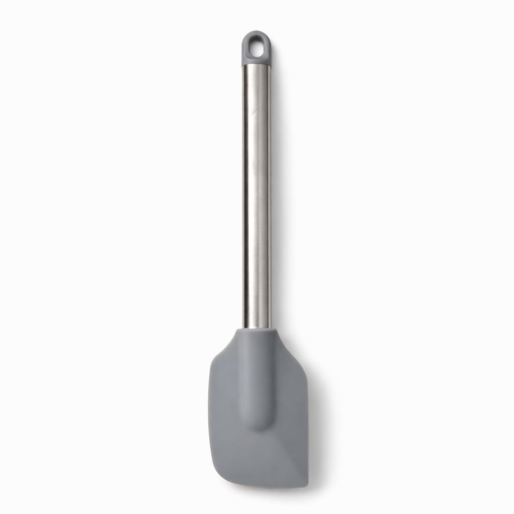 Silicone Spatula with Stainless Steel Handle | Heat-Resistant Grey Kitchen Utensil for Cooking, Baking & Mixing