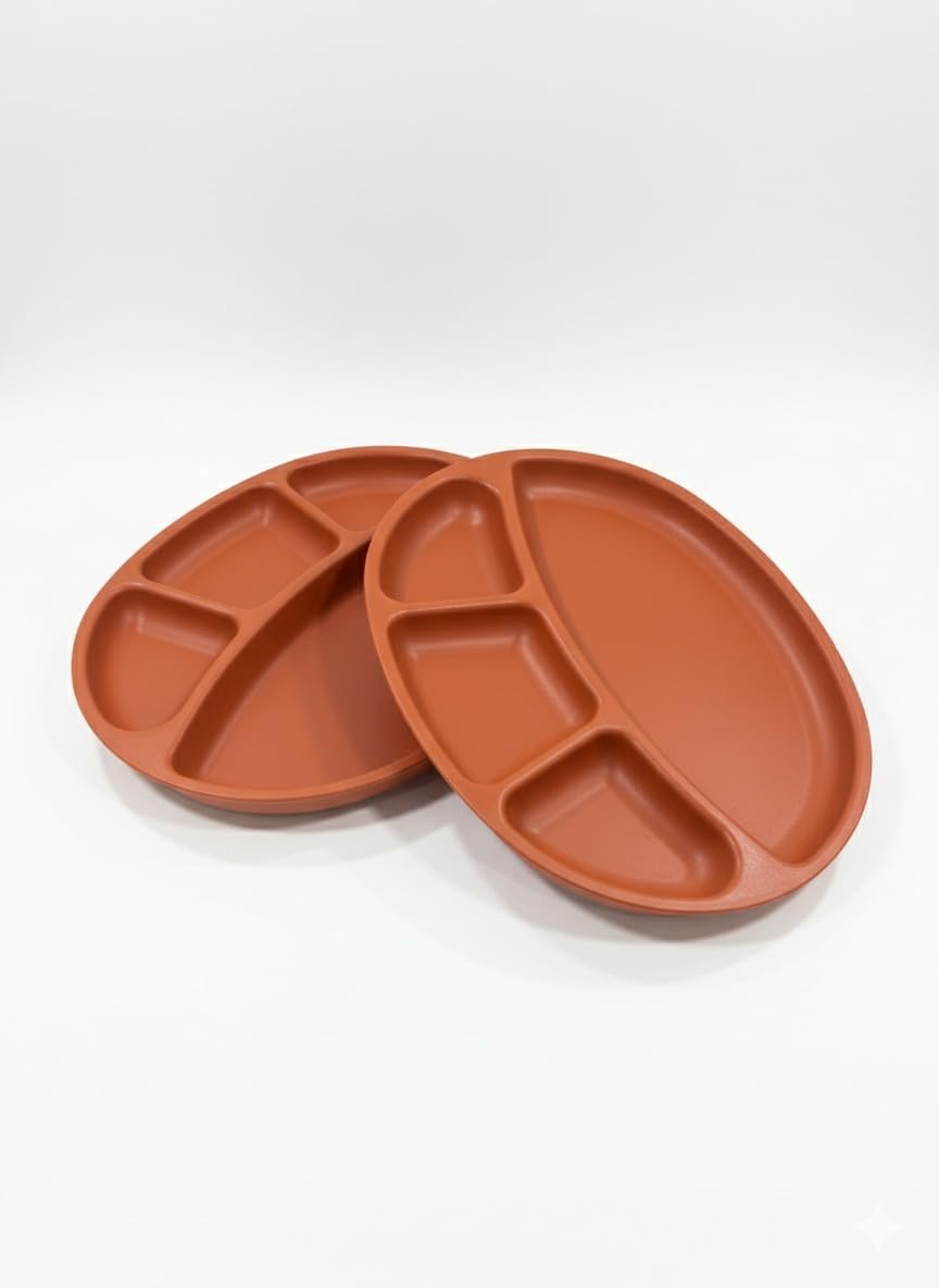 GURUBHAI EQUIPMENTS 4-Compartment Plastic Dinner Plate – Pack of 3 | Durable Partition Thali for Meals | Unbreakable & Lightweight for Home, Hotel, Restaurant & Canteen Use