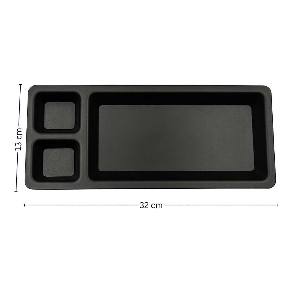 GURUBHAI EQUIPMENTS Black Plastic Rectangular Serving Plates with 3 Compartments | Multi-Section Snack & Starter Tray for Sauce, Chutney & Snacks | for Home, Hotel & Restaurant Use (Set of 6)