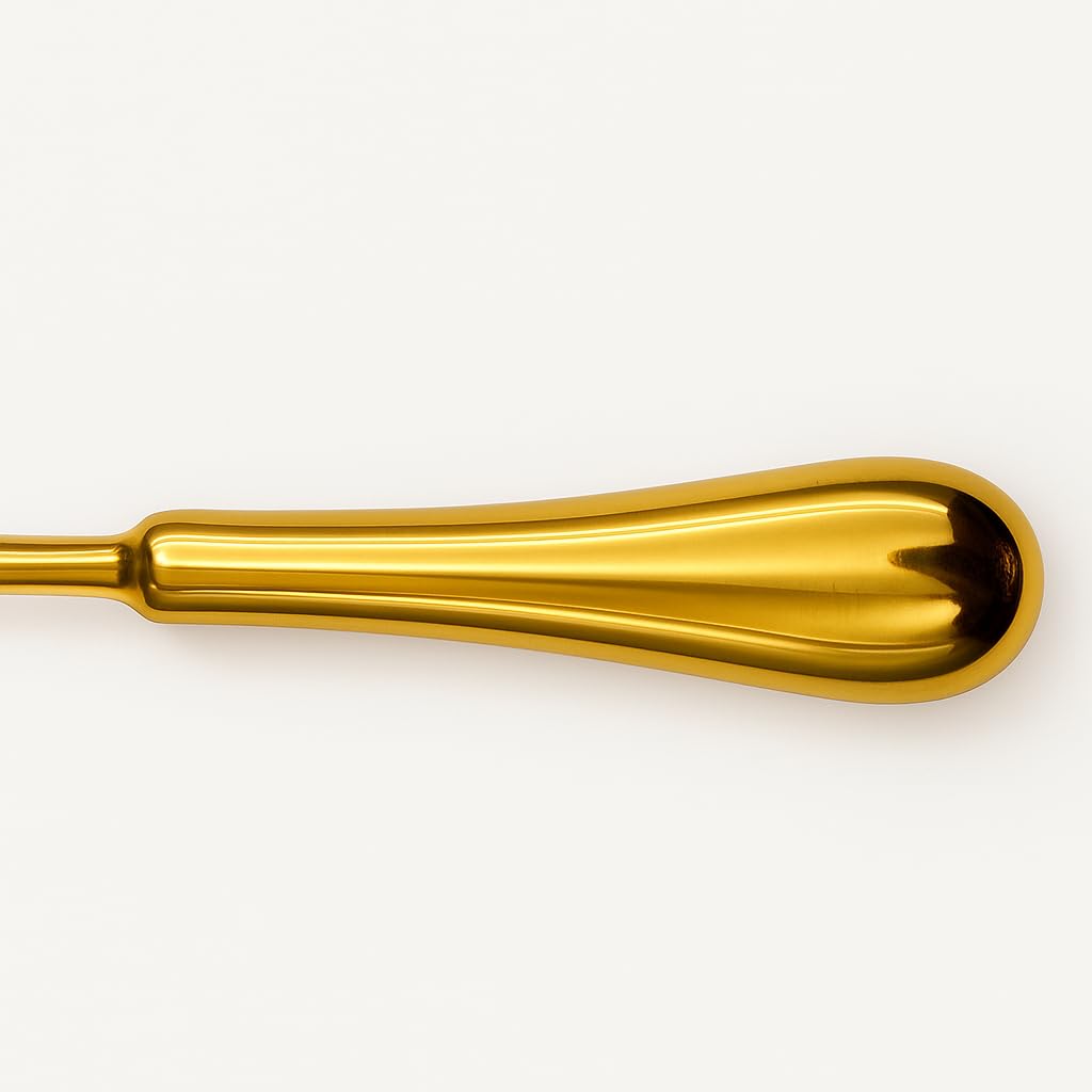 Gurubhai Equipments Premium Gold Plated Serving Spoon & Laddel Set - Heavy-Duty Serving Ladle & Spoon for Soup, Curry, Rice & Dal | Heat-Resistant Kitchen Utensil for Home & Commercial Use
