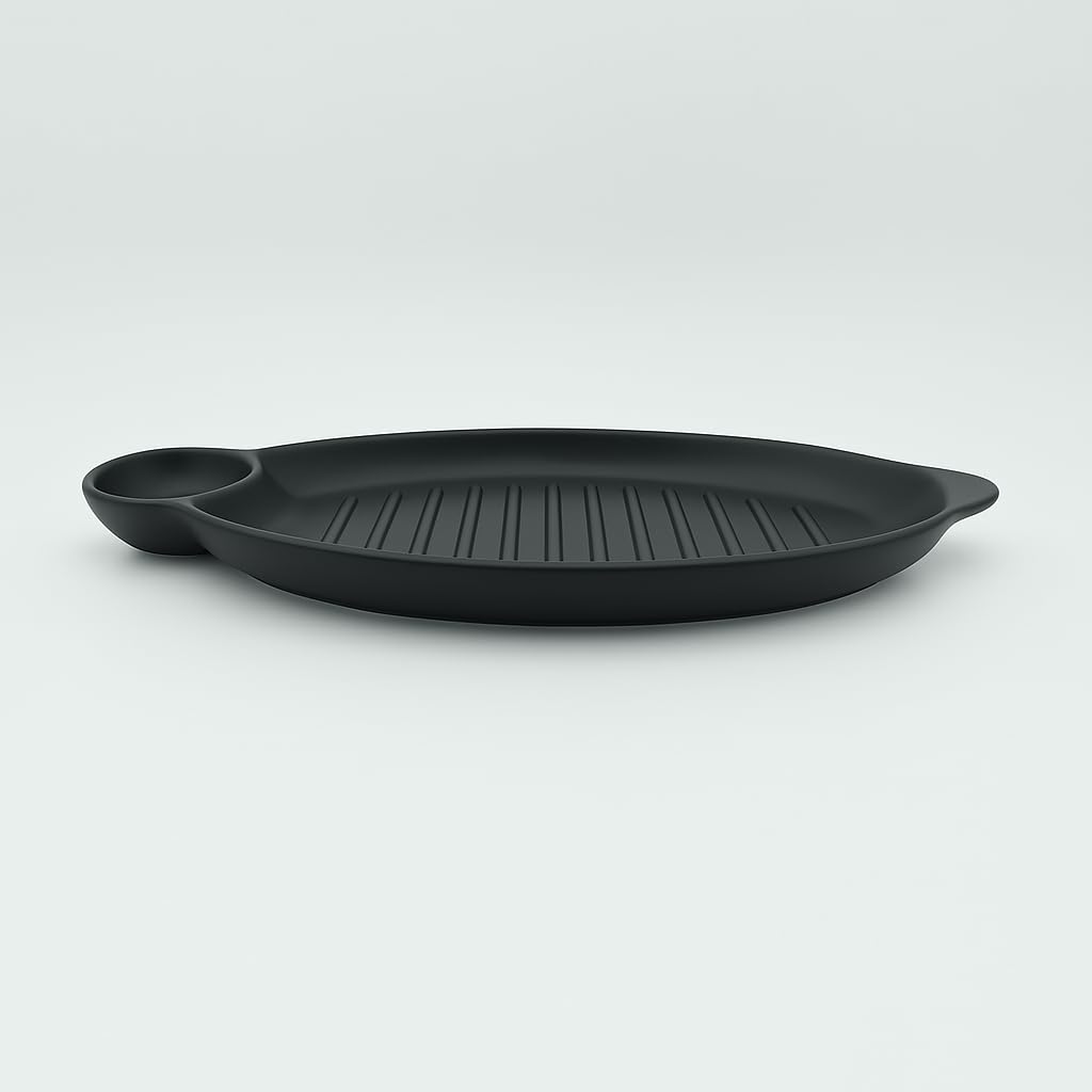 GURUBHAI EQUIPMENTS Melamine Serving Platter – Set of 6 | Unbreakable Bat Platter/Trays for French Fries, Momos, Rolls, Snacks & Desserts | Stylish & Durable Platters for Home, Cafés & Restaurants