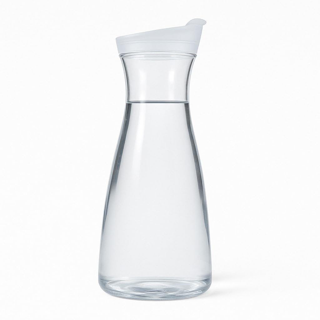Gurubhai Equipments Water Carafe with Lid – 1 Liter Capacity – Set of 6 – Leak-Proof Clear Pitcher for Water, Juice, Wine – Elegant Design for Home, Kitchen, Office & Parties