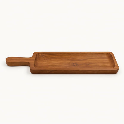 GURUBHAI EQUIPMENTS Wooden Serving Tray with Handle Set of 3 – Rectangular Sizzler Bet for Hot Sizzling Platters | Durable Wooden Underliner for Restaurants, Cafés & Home Serving