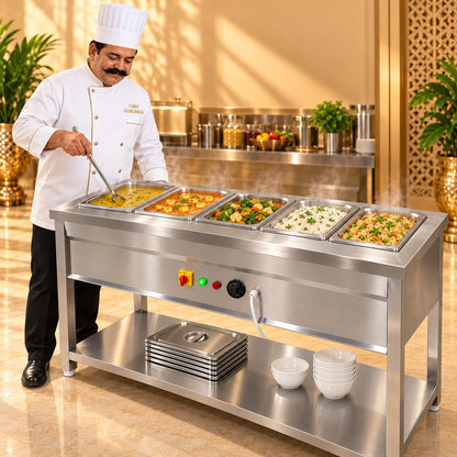 5 GN 1/2 Pan Electric Bain Marie – 36 × 20 × 32 in