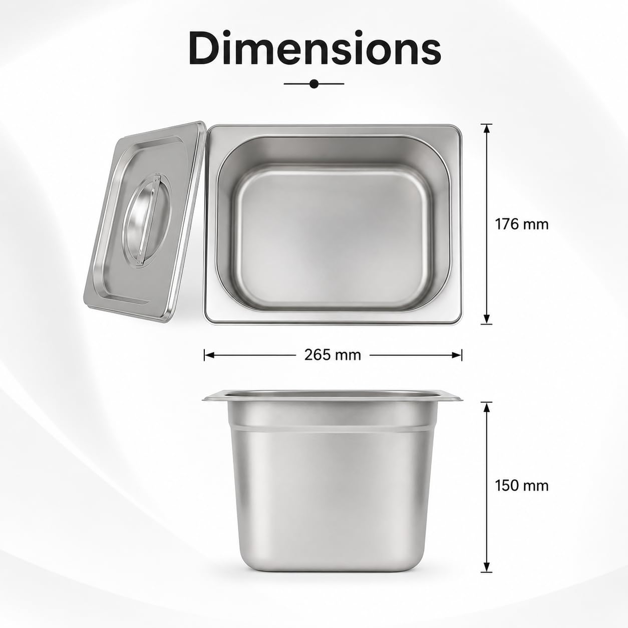 GURUBHAI EQUIPMENTS Gn Pan Food Container 1/2 100mm (4" Deep) Stainless Steel Gastronorm Pan with Lid-(Set of 1) – Easy-to-Clean Food Storage Solution for Commercial Kitchens, Catering use