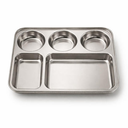 GURUBHAI EQUIPMENTS Stainless Steel Compartment Thali Plates with Sections | Durable Partition Plates for Mess, Canteen, Hostel & Home Dining