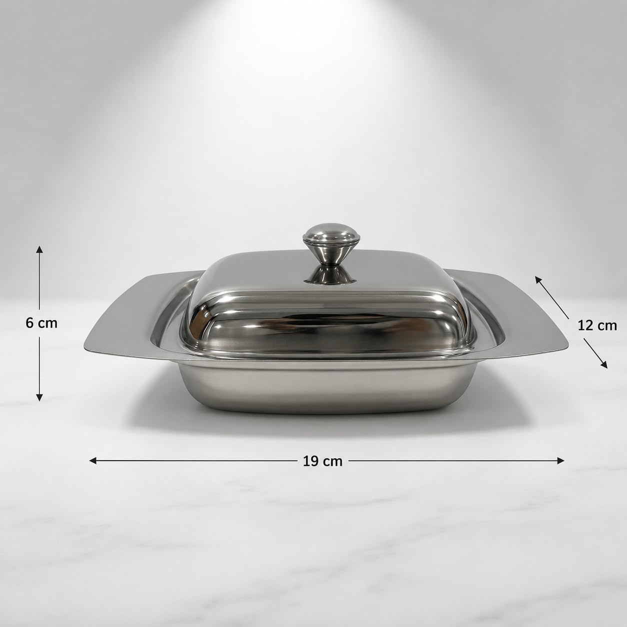 Gurubhai Equipments Stainless Steel Butter Dish with Lid – Rust-Free Butter Box for Storage & Table Serving | Elegant Serveware for Home, Café & Restaurant Use
