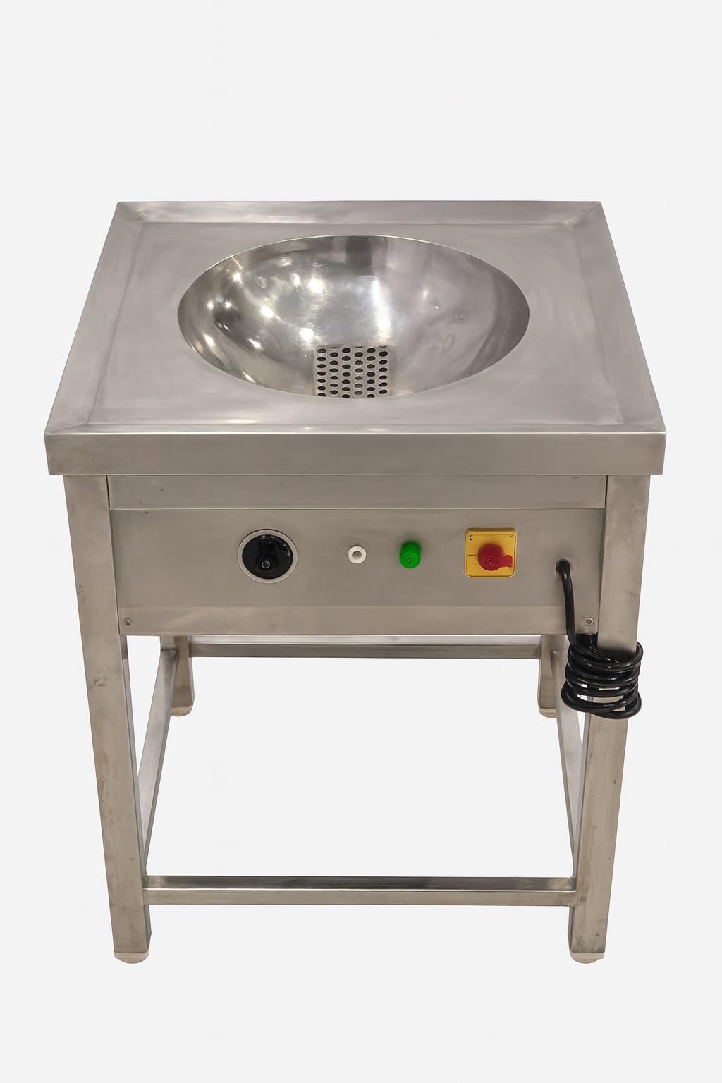 Gurubhai Equipments Electric Kadai for Commercial Use | Stainless Steel Body with Deep Bowl & Drain | Heavy-Duty Countertop Griddle Appliance for Hotel, Restaurant & Catering Kitchen