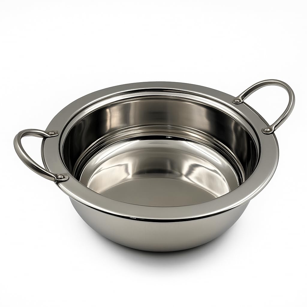 Gurubhai Equipments Royal Hammered Stainless Steel Chafing Dish with Lid – Traditional Round Buffet Food Warmer with Fuel Burner | Hot Serving Chafer for Wedding, Catering, Hotel & Restaurant Use