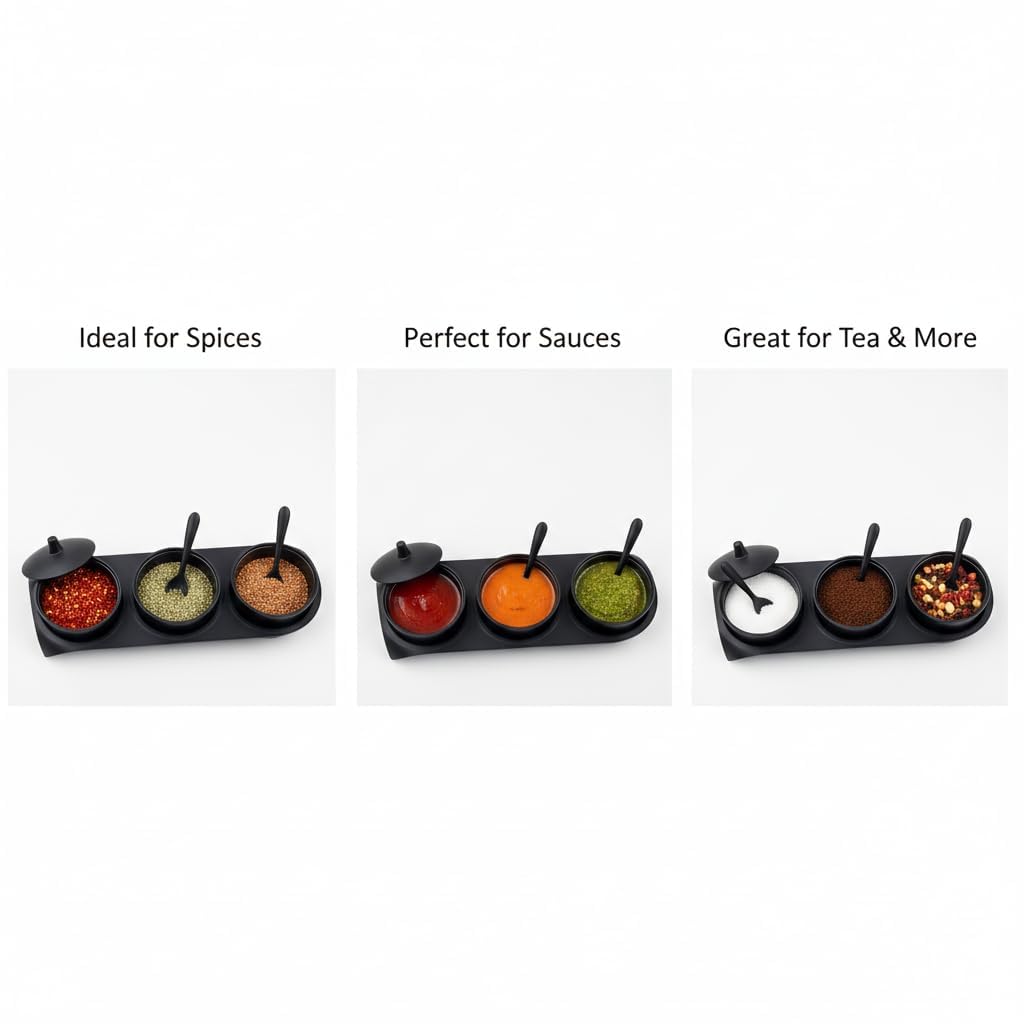 GURUBHAI EQUIPMENTS Melamine Gravy Serving Bowls with Handles | Durable Heat-Resistant Break-Resistant Oval Serving Dish for Curry, Dal, Sabzi & Starters | Black | for Home, Hotel & Restaurant Use