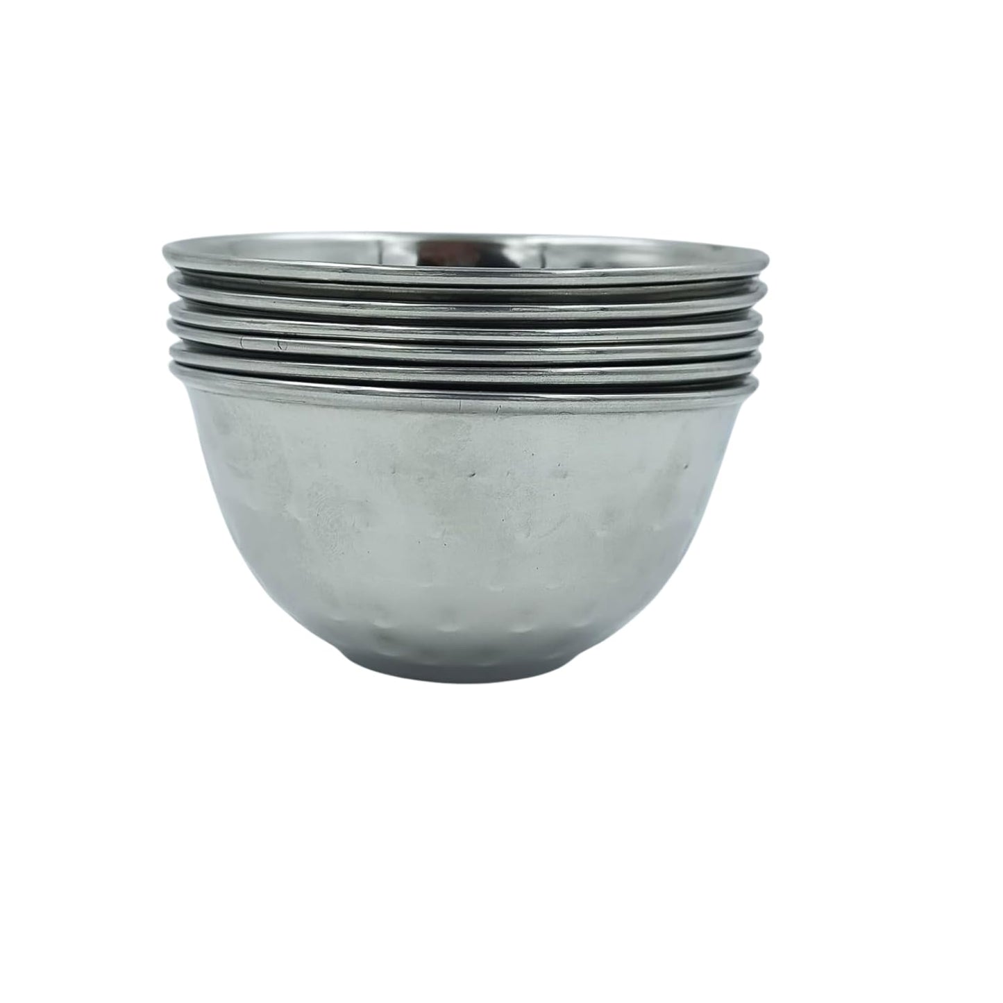 GURUBHAI EQUIPMENTS Stainless Steel Hammered Finger Bowls – Set of 6 Elegant Serving Bowls for Restaurants, Hotels & Home Dining | Durable & Stylish Bowl Set for Table Settings