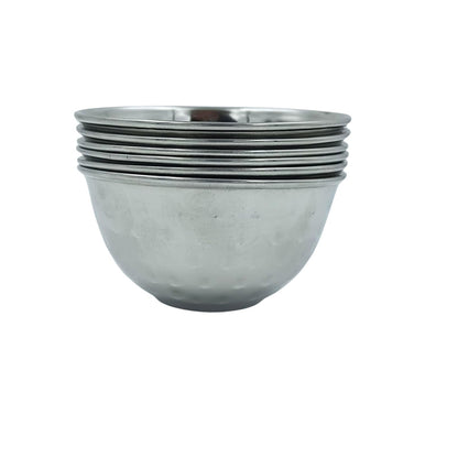 GURUBHAI EQUIPMENTS Stainless Steel Hammered Finger Bowls – Set of 6 Elegant Serving Bowls for Restaurants, Hotels & Home Dining | Durable & Stylish Bowl Set for Table Settings