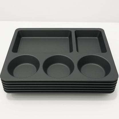 GURUBHAI EQUIPMENTS 5-Compartment Plastic Dinner Tray – Stackable Meal Serving Plate for Canteen, Hostel, School & Office Cafeteria | Durable Polypropylene Partition Thali