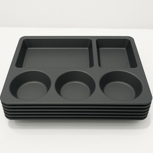 GURUBHAI EQUIPMENTS 5-Compartment Plastic Dinner Tray – Stackable Meal Serving Plate for Canteen, Hostel, School & Office Cafeteria | Durable Polypropylene Partition Thali