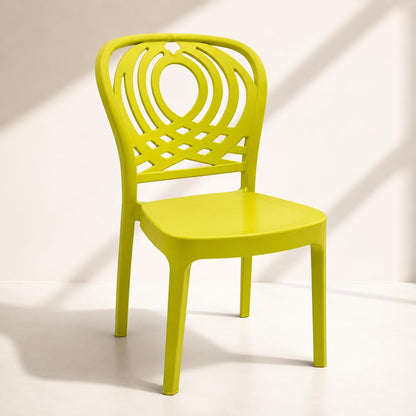GURUBHAI EQUIPMENTS Restaurant Dining Chair Plastic Cafe Chair for Home Commercial Seating Furniture Lime Yellow Pack of 4