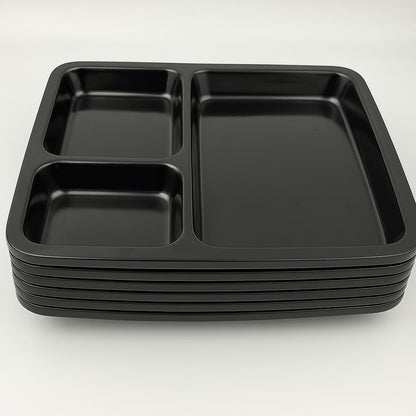 GURUBHAI EQUIPMENTS Melamine Pav Bhaji Plate – Set of 6 Durable 3-Section Compartment Trays for Pav Bhaji, Snacks & Chutneys | Break-Resistant, Easy-to-Clean for Restaurants & Home Use