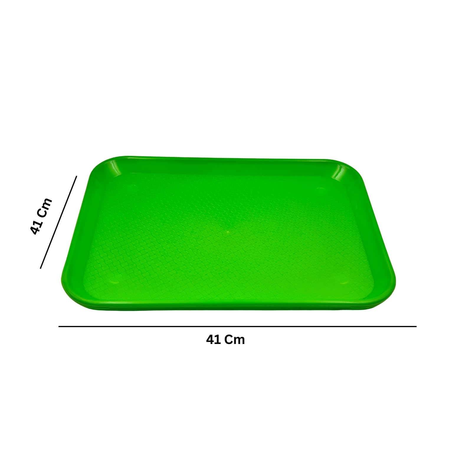 Gurubhai Equipments 31x41 cm Green Plastic Serving Tray – Set of 6 Heavy-Duty Rectangular Fast Food Trays for Restaurant, Cafeteria, Kitchen & Home Use | Easy-to-Clean, Non-Slip Food Serving Trays