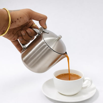 Gurubhai Equipments Stainless Steel Sambar & Sauce Serving Jug with Lid (SMBHR-SRV-POT-300ML)