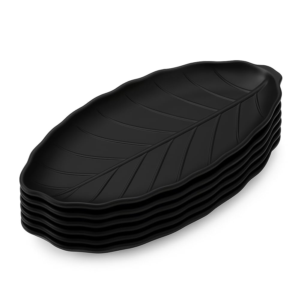 GURUBHAI EQUIPMENTS Melamine Serving Platter – Set of 6 | Unbreakable Bat Platter/Trays for French Fries, Momos, Rolls, Snacks & Desserts | Stylish & Durable Platters for Home, Cafés & Restaurants