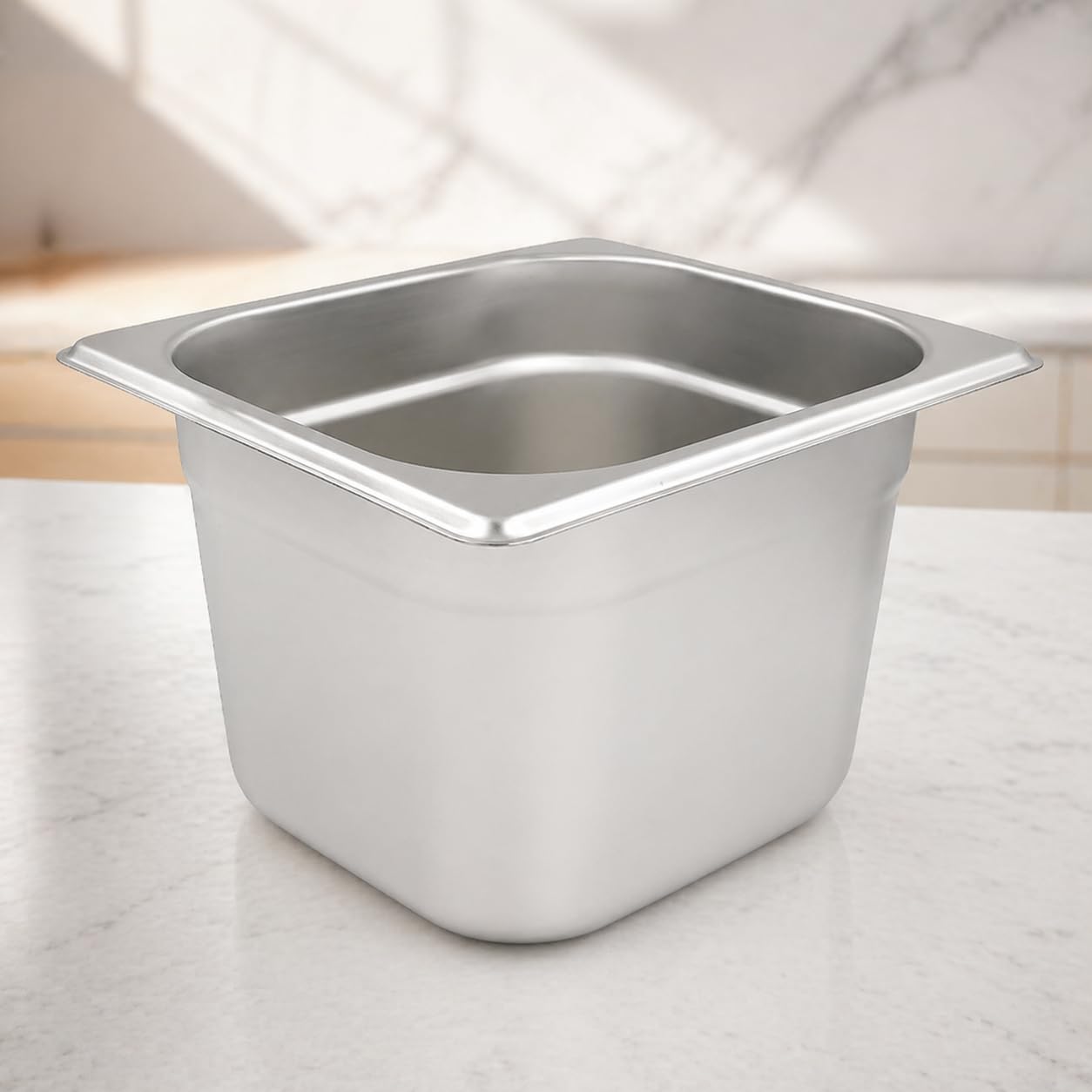 GURUBHAI EQUIPMENTS GN Pan Food Container 1/6 150mm (6" Deep) Stainless Steel Gastronorm Pan, Easy-to-Clean Food Storage Solution for Commercial Kitchen & Catering Use