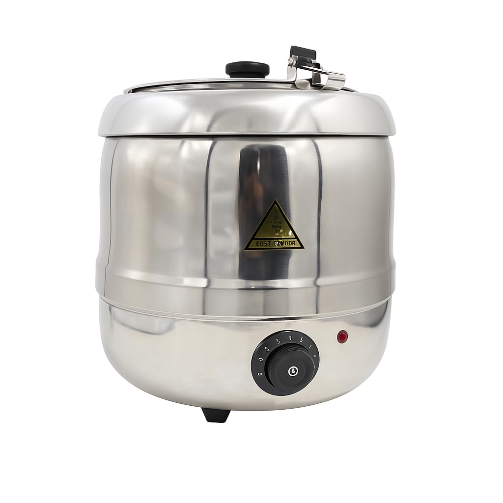 Gurubhai Equipments Electric Golden Soup Kettle Warmer, 10 Liter – Soup Warmer Tureen for Catering, Restaurants & Buffets, Ideal for Keeping Soups, Stews & Hot Foods Warm