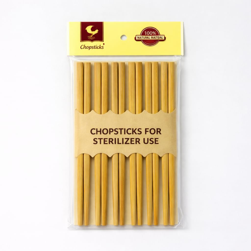 Gurubhai Equipments Bamboo Chopsticks | Natural Wooden Reusable Asian Dining Utensils for Noodles, Sushi, Rice & Chinese Food 20 pc