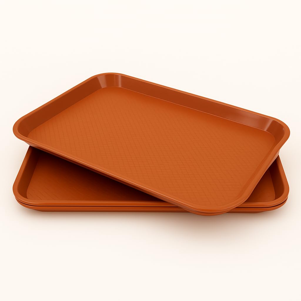 Gurubhai Equipments Serving Tray Heavy-Duty Rectangular Fast Food Trays for Restaurant, Cafeteria, Kitchen & Home Use | Easy-to-Clean, Non-Slip Food Serving Trays