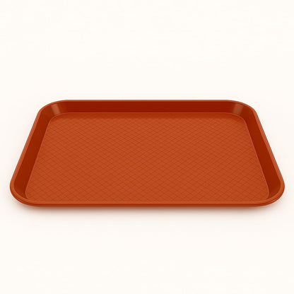 Gurubhai Equipments Plastic Serving Tray Set – 3 Non-Slip Rectangular Fast Food Serving Trays for Kitchen, Cafeteria, Hotel, Restaurant, Canteen & Home Use – Brown Utility Dining Trays