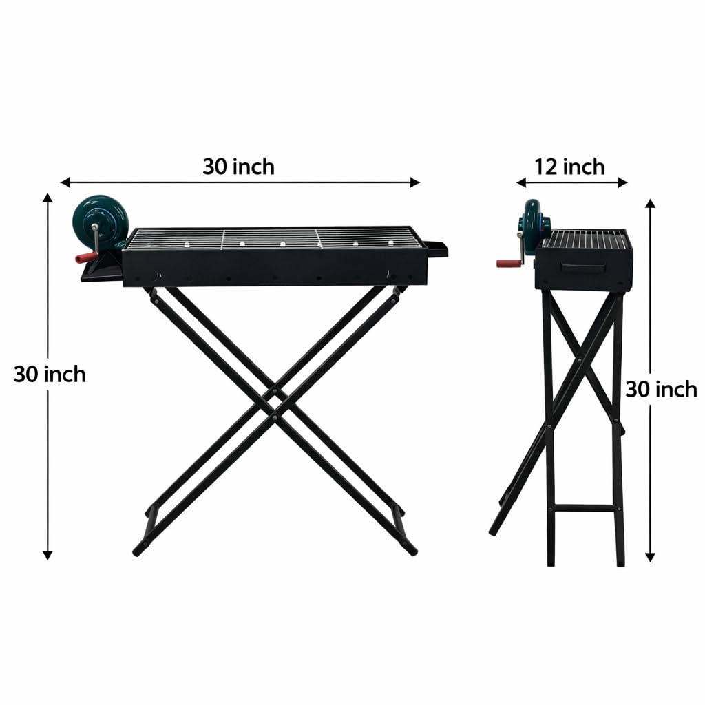 Gurubhai Equipments Commercial Charcoal Grill with Blower & Stand | Heavy Duty Barbecue Bhatti for Roasting & Grilling | Coal BBQ Grill for Restaurants, Catering & Outdoor Cooking