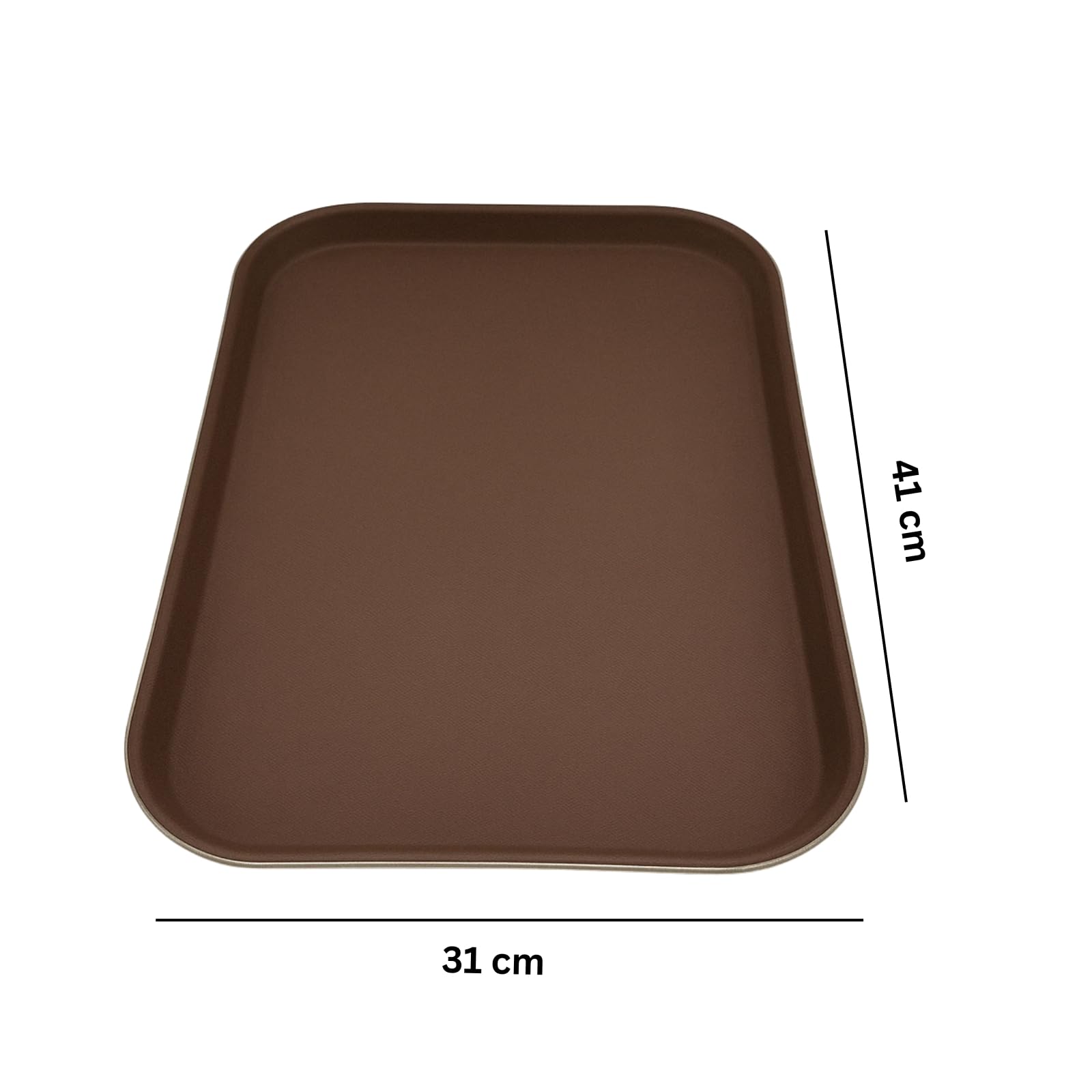 Gurubhai Equipments Fast Food Serving Tray | Durable Plastic Tray 31 x 41 cm for Restaurant, Canteen, Cafe, and Home Use | Non-Slip, Easy to Clean - Brown (Set of 1)