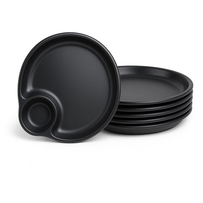 GURUBHAI EQUIPMENTS Melamine Serving Platter – Set of 6 | Unbreakable Bat Platter/Trays for French Fries, Momos, Rolls, Snacks & Desserts | Stylish & Durable Platters for Home, Cafés & Restaurants