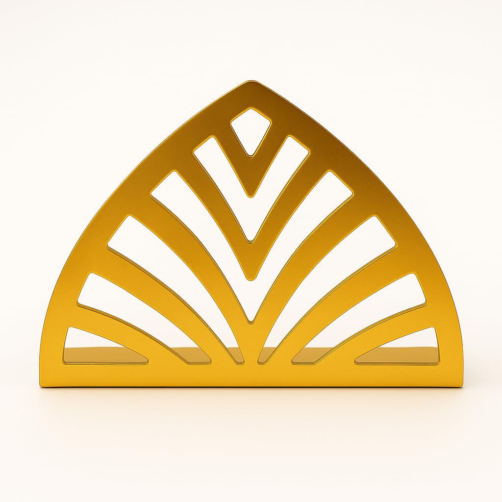 Gurubhai Equipments Decorative Tissue Holder Set of 3 – Golden Metal Napkin Holder Stand for Dining Table | Elegant Cutwork Design Tissue Dispenser for Home, Kitchen & Restaurant Use