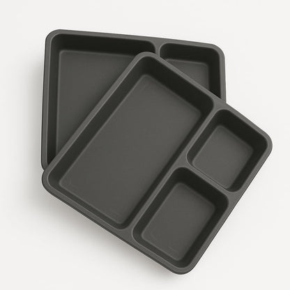 GURUBHAI EQUIPMENTS Plastic Pav Bhaji Plate 3 in 1 Partition Compartment Plate Set of 6 (23x23 Cm)