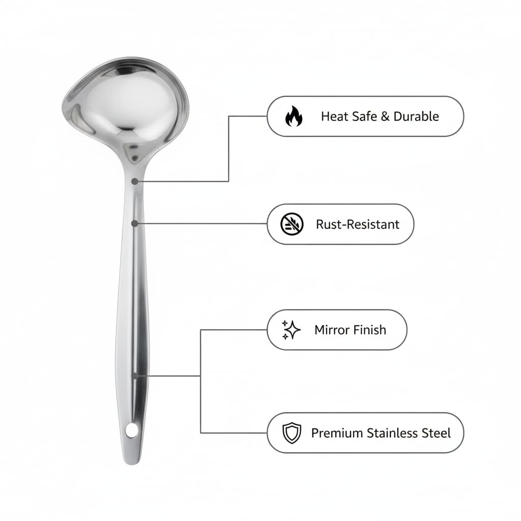 Gurubhai Equipments Stainless Steel Chutney Spoon Set – Pack of 3 Durable Serving Spoons for Chutney, Sauce & Pickle | Rust-Resistant, Easy-to-Clean Small Ladle for Home & Restaurant Use