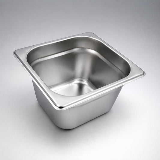GURUBHAI EQUIPMENTS GN Pan Food Container 1/6 100mm (4" Deep) – Stainless Steel Gastronorm Pan, Easy-to-Clean Food Storage Solution for Commercial Kitchens & Catering Use