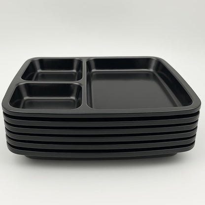 GURUBHAI EQUIPMENTS Melamine Pav Bhaji Plate – Set of 6 Durable Break-Resistant 3-Section Tray for Serving Pav Bhaji, Snacks, Chutneys | Easy-to-Clean Compartment Plate for Restaurants & Home
