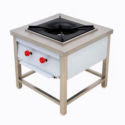 Gurubhai Equipments Stainless Steel Single Burner Bhatti Stove – Heavy-Duty Stock Pot Gas Range with Cast Iron Top & Control Valves | Ideal for Commercial Kitchen, Hotel & Restaurant Use